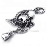 White Zircon Titanium Pterosaur Pendant Necklace (Free Chain)