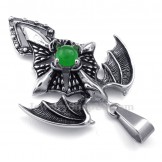 Green Beads Titanium Pterosaur Pendant Necklace (Free Chain)