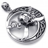 Titanium Pirate Skull Pendant Necklace (Free Chain)