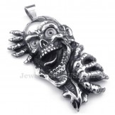 Black Eyes Titanium Skull Pendant Necklace (Free Chain)