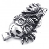 Black Eyes Titanium Skull Pendant Necklace (Free Chain)