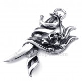 Skull Titanium Knife Pendant Necklace (Free Chain)