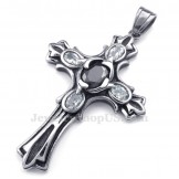 Zircon Titanium Cross Pendant Necklace (Free Chain)