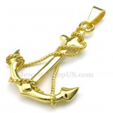 Titanium Gold Anchor Pendant Necklace (Free Chain)