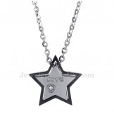 Titanium Five-pointed Star Couples Pendant Necklace (Free Chain)(One Pair)