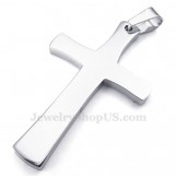 Silver Color Titanium Cross Pendant Necklace (Free Chain)