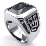 Titanium Ring with Black Zircon