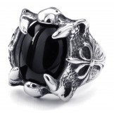 Titanium Black Agate Inlaid Ring