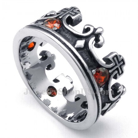 Titanium Imperial Crown Ring with Red Zircon