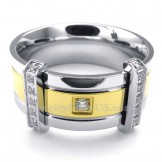 Fashion Gold Silver Titanium Ring with Rhinestone
