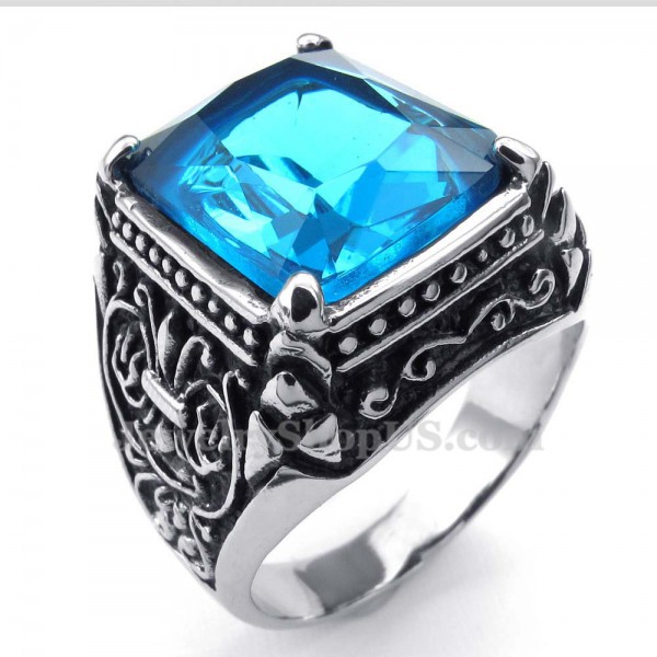 Blue Zircon Titanium Ring - Titanium Jewelry Shop