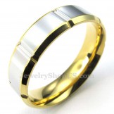 Fashion Silver Gold Titanium Ring (Mens)