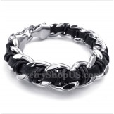 Men's Titanium Tiger Head Leather Bracelet