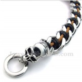 Men's Titanium Skull Leather Bracelet