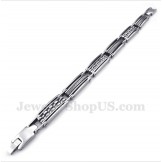 Men's Titanium Greek Meander Pattern Black Bracelet