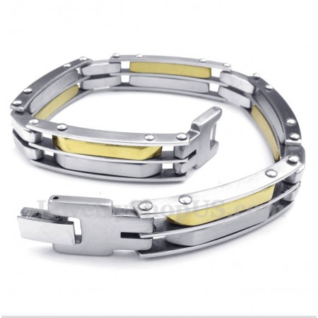 Men's Titanium Gold Cable Bracelet