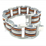Men's Titanium Orange Black Rubber Bracelet