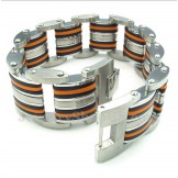 Men's Titanium Orange Black Rubber Bracelet