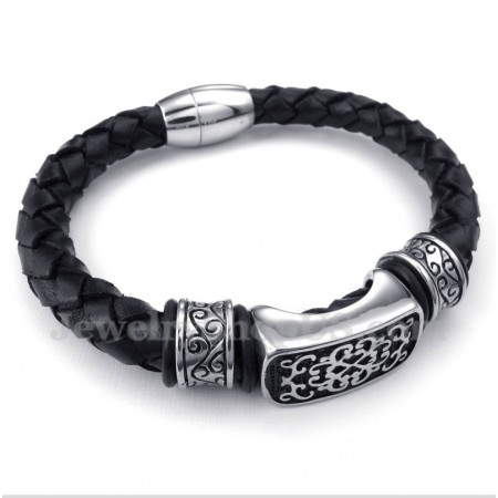 Men's Titanium Leather Bracelet