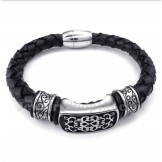 Men's Titanium Leather Bracelet