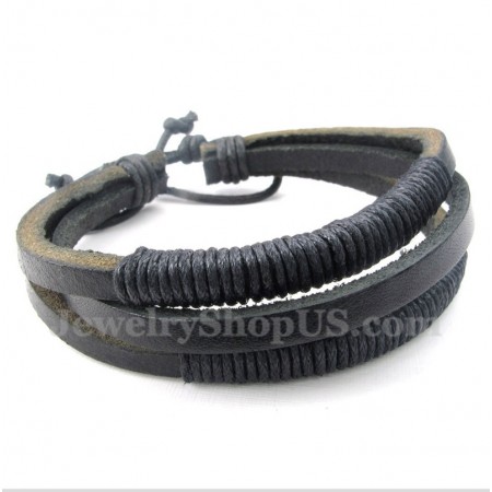 Men's Leather Titanium Bracelet