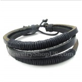 Men's Leather Titanium Bracelet