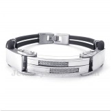 Men's Titanium Cable Leather Bracelet