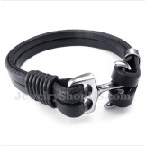 Men's Leather Anchor Bracelet