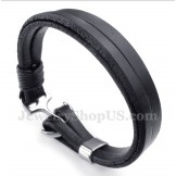 Men's Leather Anchor Bracelet