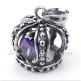 Men's Titanium Purple Crystal Crown Pendant with Free Chain