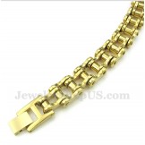 Men's Titanium Gold Bicycle Chain Bracelet