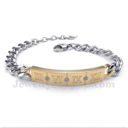 Men's Titanium Roman Numerals Diamond Bracelet