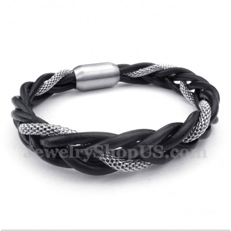 Men's Titanium Leather Bracelet