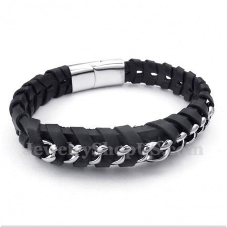 Men's Titanium Leather Bracelet