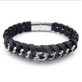 Men's Titanium Leather Bracelet