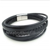 Men's Leather Titanium Bracelet