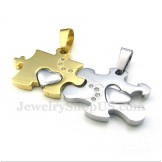 Titanium Gold Puzzle Couple's Pendant with Free Chain (One Pair)