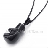 Men's Titanium Black Boxing Glove Pendant with Free Chain