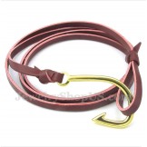 Men's Leather Hooks Titanium Bracelet