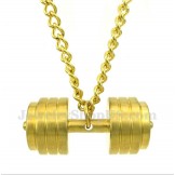 Men's Gold Titanium Dumbbells Pendant with Free Chain