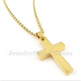 Men's Titanium Gold Cross Pendant with Free Chain