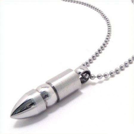 Noble Man Solid Bullet Pure Titanium Necklace Pendant -New- 06513