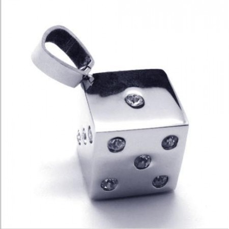 Unique Man Dice Gemstone-Pure Titanium necklace Pendant-new 17021