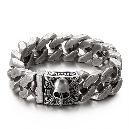 Cuban titanium chain bracelet men's titanium skull bracelet